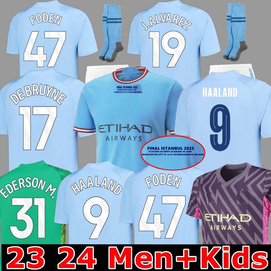 

fans Player version HAALAND soccer jerseys 22 23 24 DE BRUYNE MANS CITIES GREALISH MAHREZ FODEN FERRAN 2023 2024 football shirt uniforms men kids RODRIGO, 22 23 home final adult