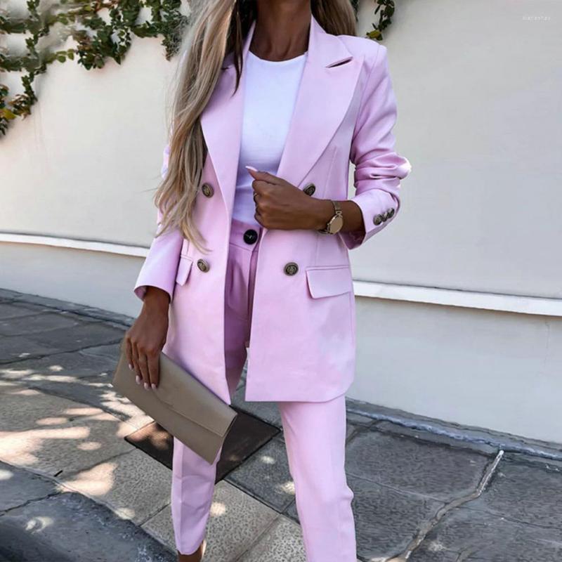 

Women' Two Piece Pants 2023 Fashion Blazer Coats Women Spring OL Casual Long Sleeve Rose Red Female Lace Up High Street Outerwear, Green