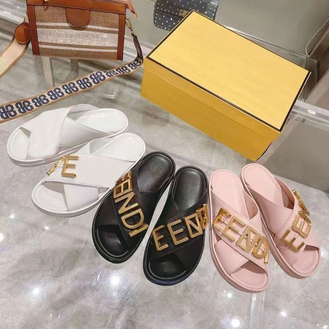 

Luxury Slippers Women Sandal Designer Lady Colorful Thick Bottom Canvas Letter Anatomy Leather slide fashion style Model Beach Shoes Girls Platform Sandals, Pink