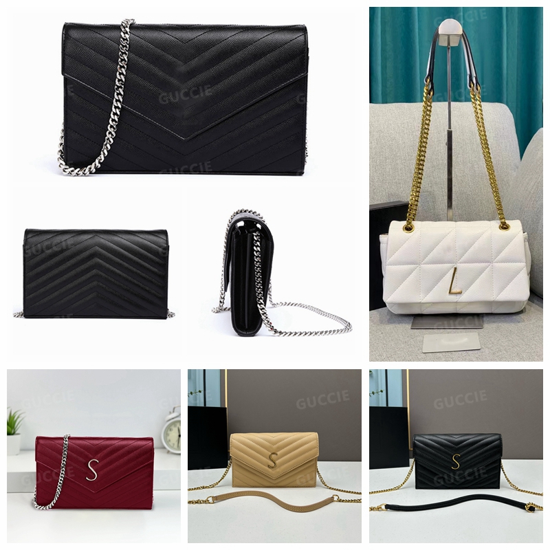 

Wallets Designer Purse Shoulder Bag LouLou Wallets Chain Purse Strap Flap Handbags Shoulder Bags Caviar Leather Women's Woman Purses Classic Fashion Style, Ywc02 gold 26 x 14 x 6cm