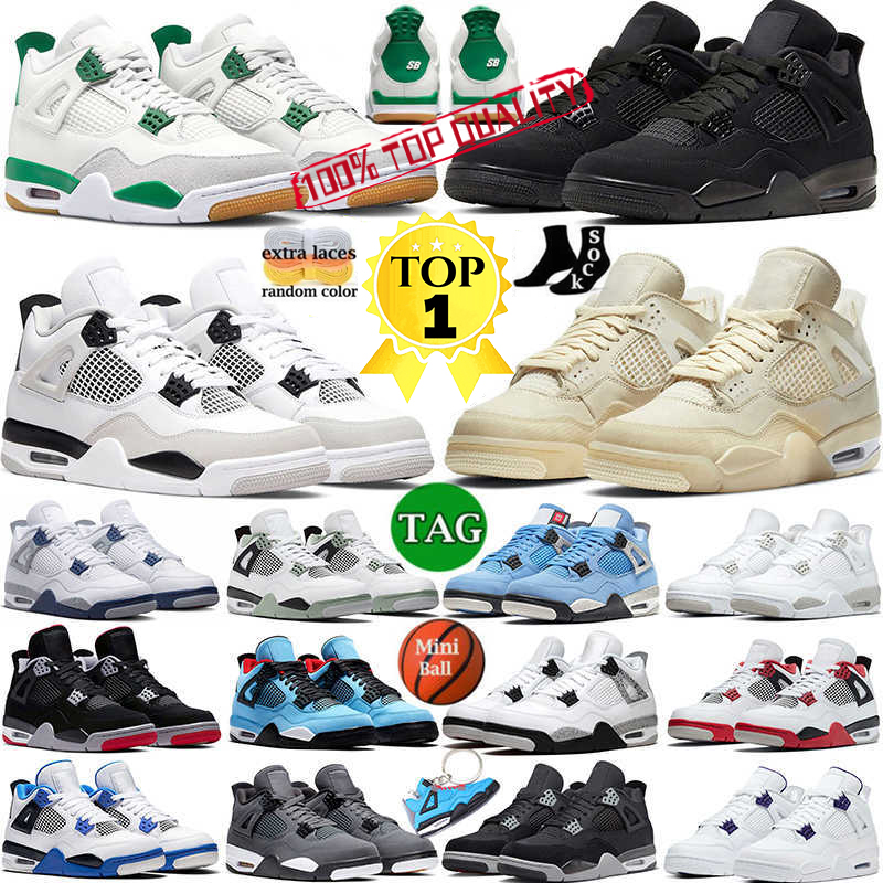 

Retros SB Pine Green 4s Basketball Shoes Black Cat Military White Oreo Cactus Jack Sail Fire Red Pure Money Jorden University Blue Neon Men Jordens 4 Sneakers, Colour# 37