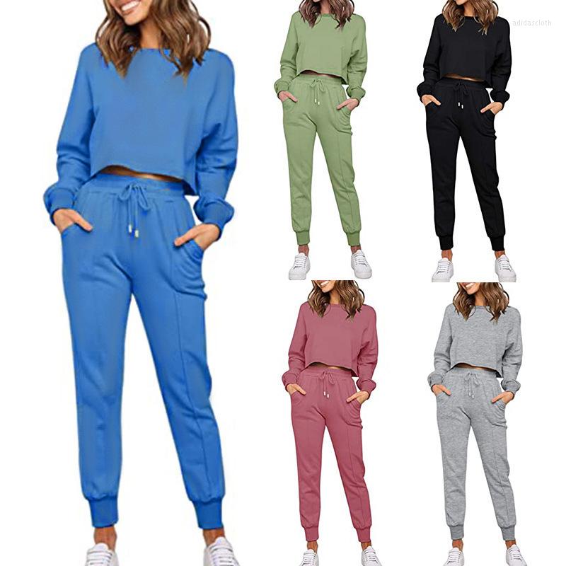 

Women's Two Piece Pants Women's Tracksuit Casual Solid Long Sleeve Sport Suits Sweatshirts And Pant Fleece Sets, Red