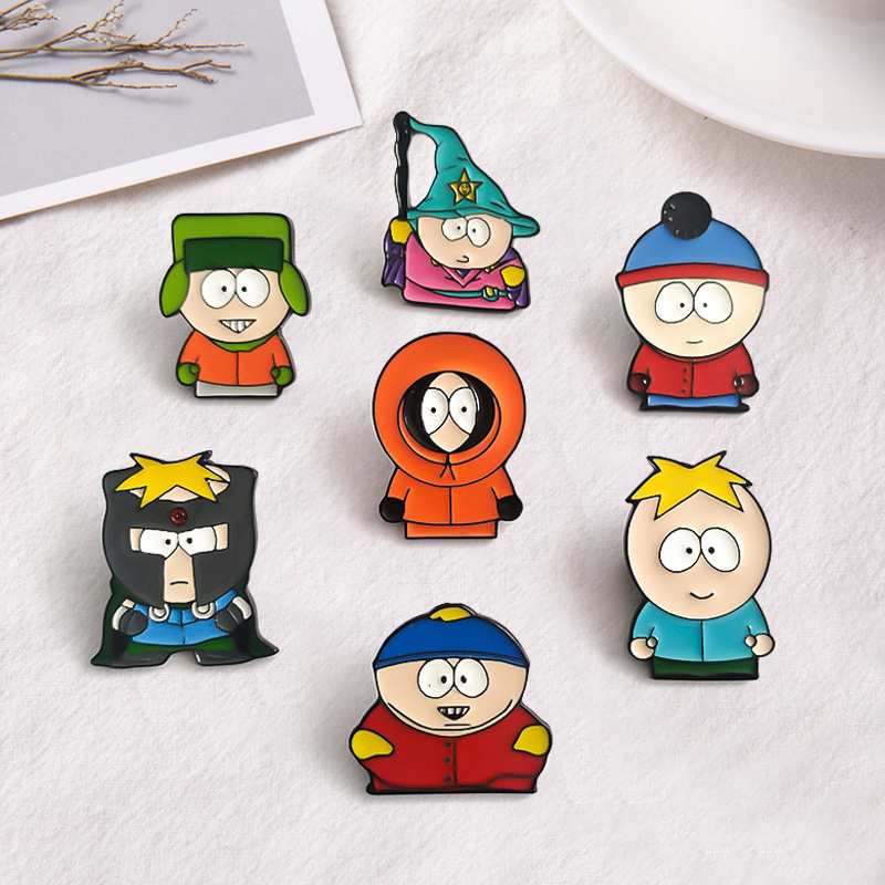 

south park characters brooch Cute Anime Movies Games Hard Enamel Pins Collect Metal Cartoon Brooch Backpack Hat Bag Collar Lapel Badges, Color #1