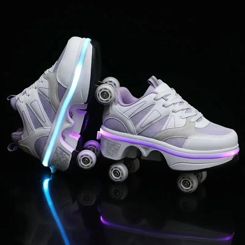 

Athletic Outdoor Kids Deformation Roller Skates Shoes 4 Wheels Parkour Sport Children Girls Boys Unisex Adult Sneakers 230106, With lights 05