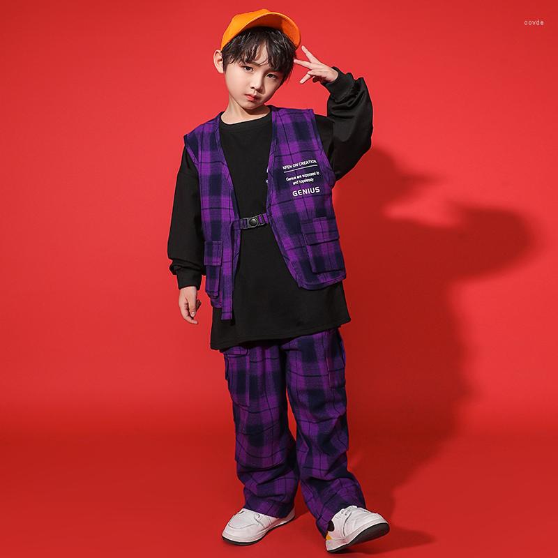 

Stage Wear Kids Festival Hip Hop Dancing Clothing Sweatshirt Top Jacket Vest Costumes Pants For Boys Girls Jazz Dance Outfits Clothes, Black