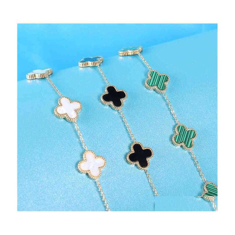 

Charm Bracelets Lucky Five Flowers And Four Leaf Clover Bracelet Womens Japane Korean Version Ins Simple Personality High Sense Nich Otaag