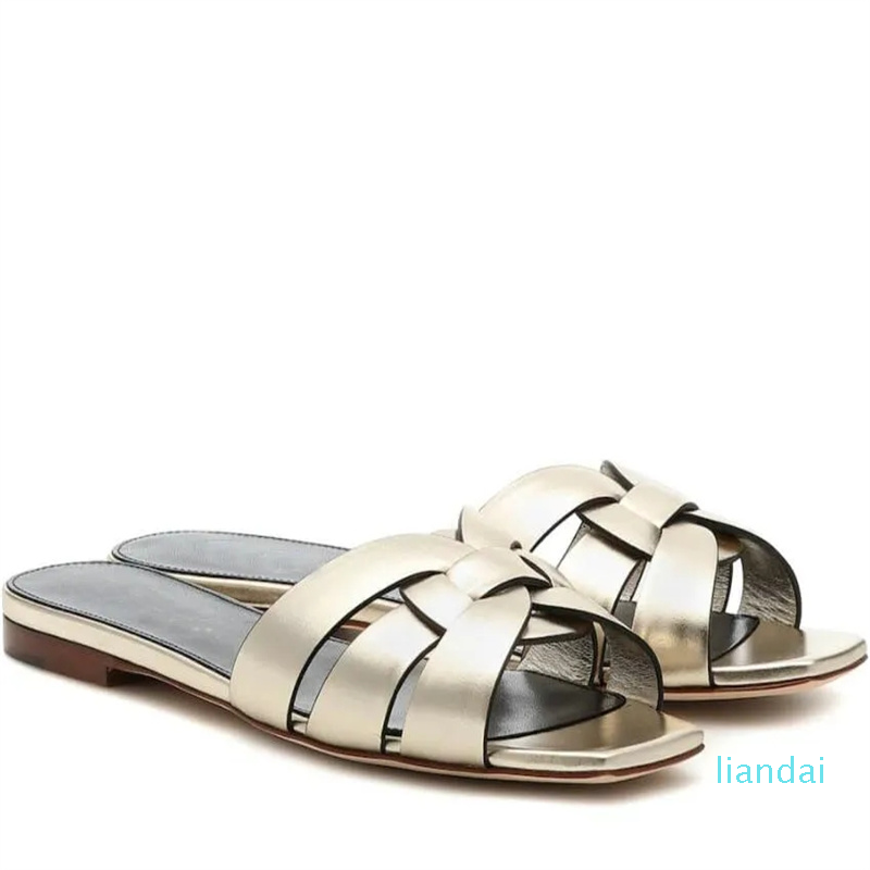 

Designer Luxury Women's Leather Slides Sandal Outdoor Lady Beach Sandals Casual Slippers Ladies Comfort Walking Shoes