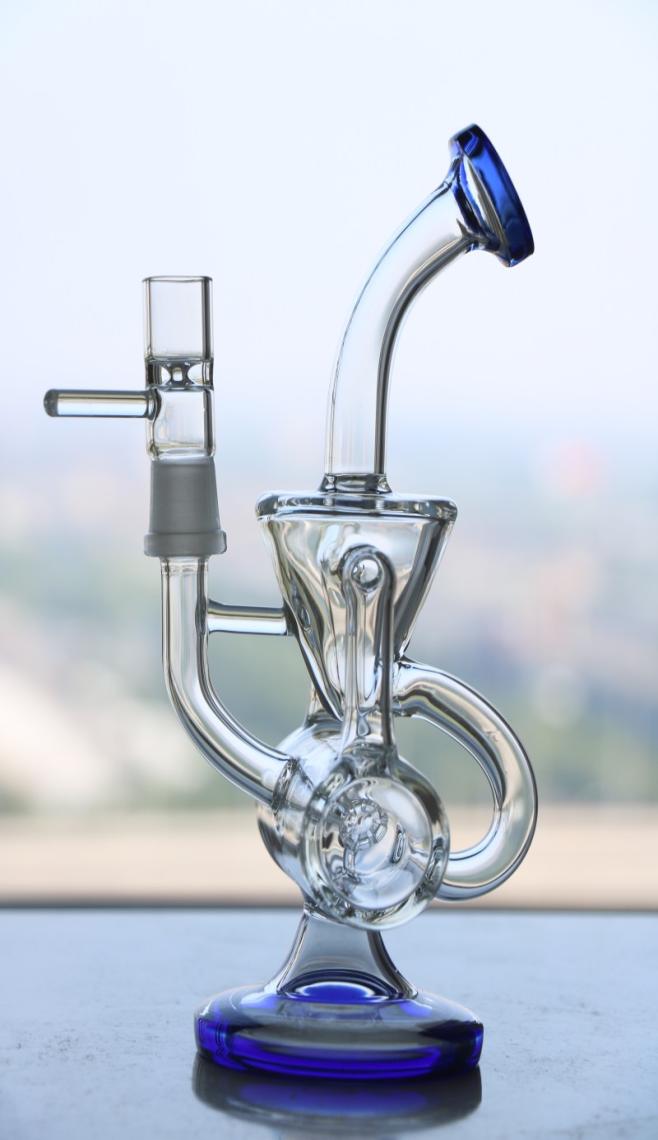 

Recycler Amazing vortex Recycler Glass concentrated oil rigs Glass oil dabbers Glass bongs with tyre perc 145mm joint size7252786