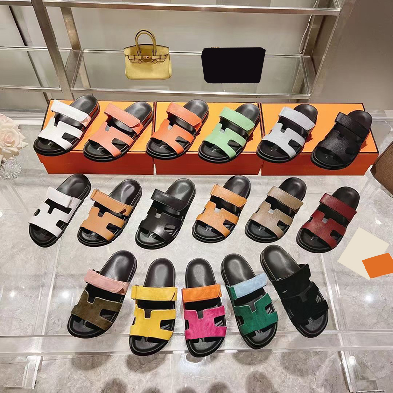 

2023 Designer Chypre Sandal for Women Calfskin Leather Black White Beach Flat Sandals Lady Flip Flops Famous Womens Slides Summer Slippers luxury, 14#