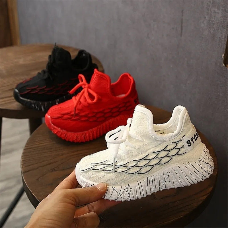 

Autumn Children Boys Girls Sport Breathable Toddler Sneakers Soft Bottom Non-slip Casual Kids Shoes 201112, Red