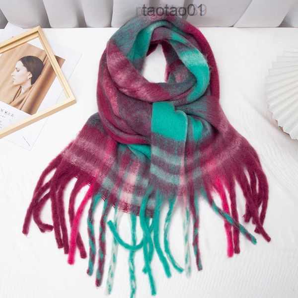 

Autumn Winter Style Thickened Warm Color Check Scarf Hoop Yarn Thick Tassel Matching Ac Shawl Women 3y96vsy6j