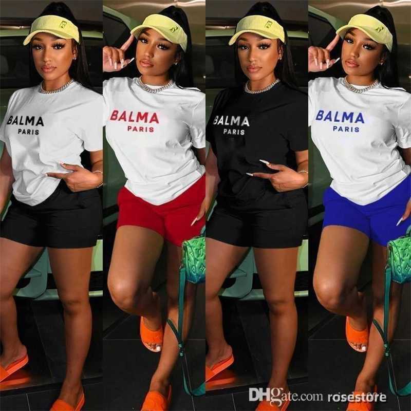 

2023 Womens Tracksuits Two Pieces Set Designer Fashion Letter Printing Personalized Biker Shorts Outfits Female Matching Sets, Red