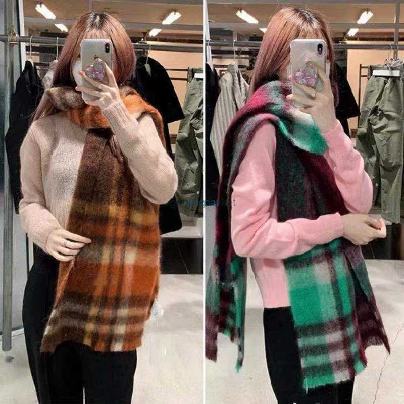 

Scarves Wind Ac Winter New Plaid Cashmere Fleece Shawl Female Student ScarfLCA0