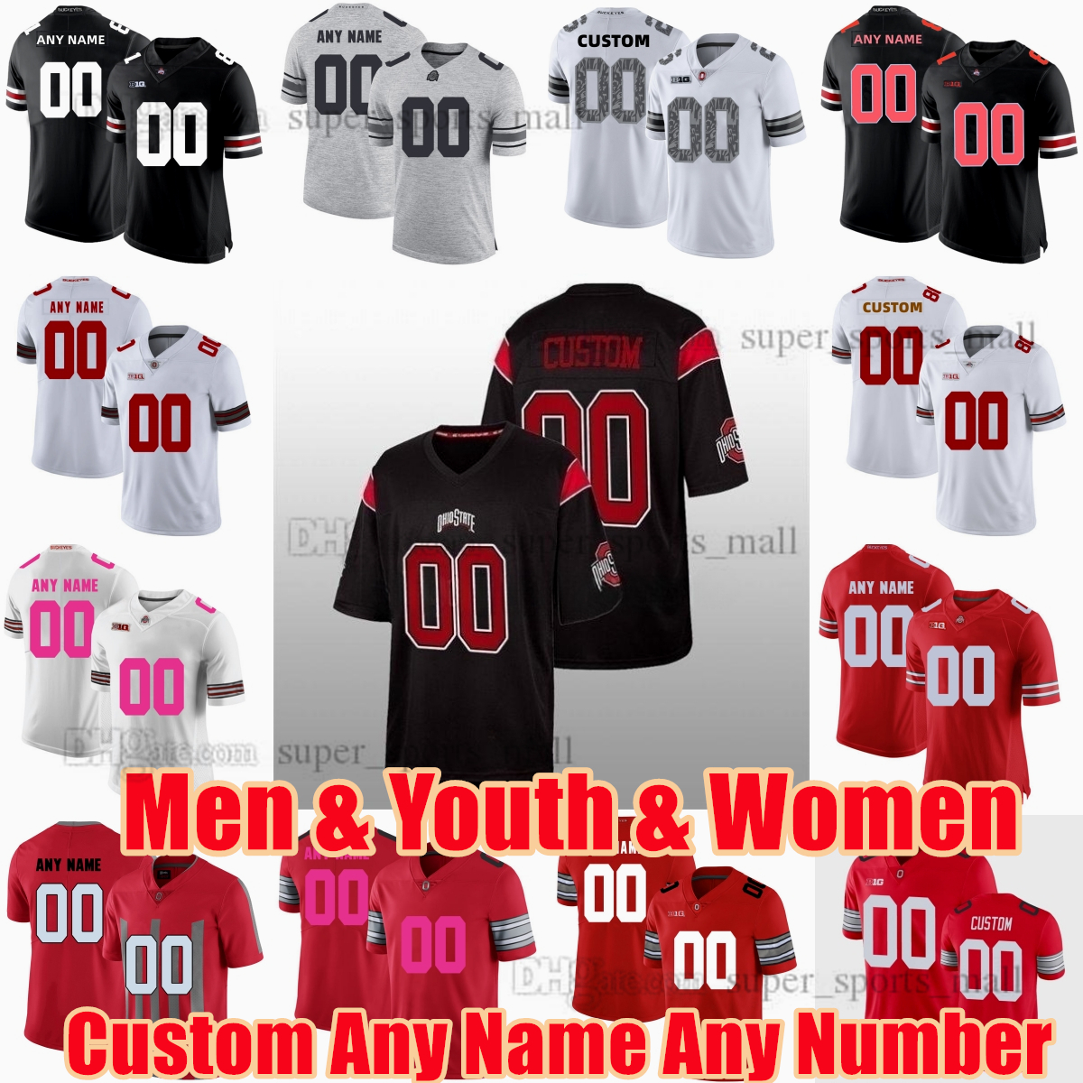 

NCAA Ohio State Buckeyes Football Jersey Justin Fields Chase Young JK Dobbins Elliott Stroud Fleming Dwayne Nick Bosa Archie Custom Any Name Any Number Youth Women, Mens(size s-6xl)