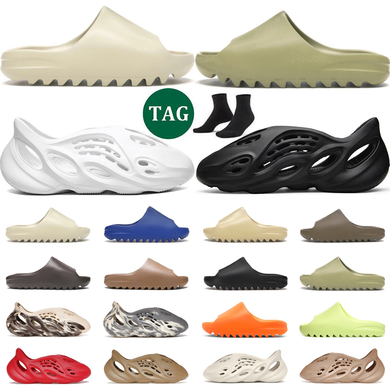

designer slides foam runners men women sandal slipper Onyx Azure Bone Desert Sand Earth Brown Soot mens womens summer slide outdoor slippers, 32