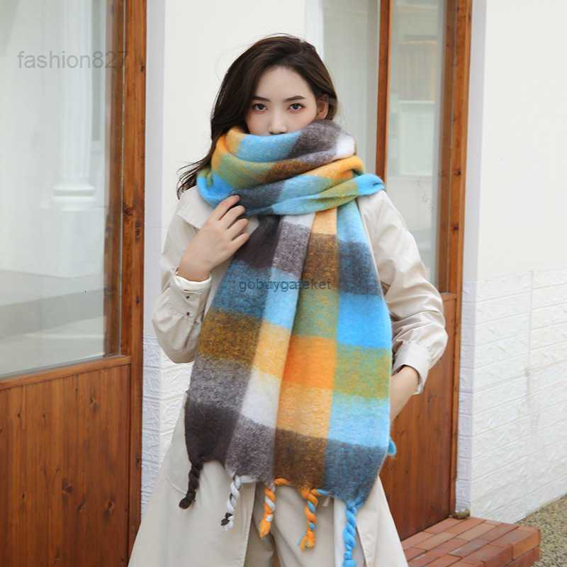

Scarves Ac Scarf for Women in Wter Thickened Warm Thick Tassels Versatile 2022 New Men Autumn and Checked3W4Z