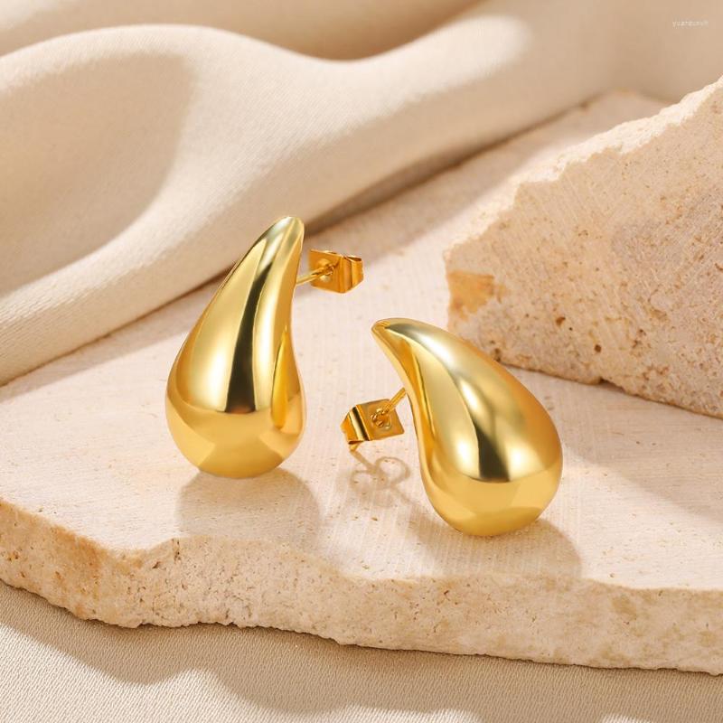 

Stud Earrings Large Water Drop For Women Girls Metal Smooth 2023 Design Trendy Chunky Jewelry Accessories Gift