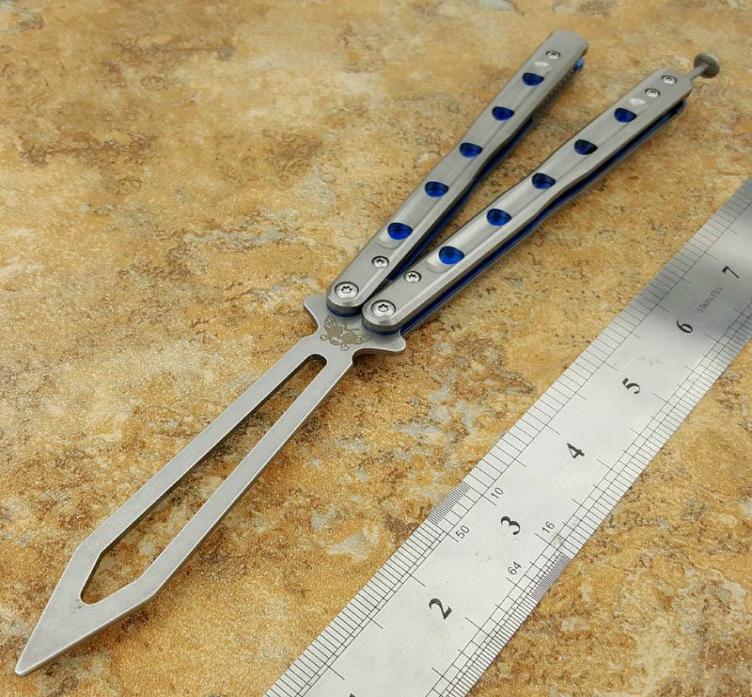 

butterfly Flytanium BM51 V6 D2 blade titanium handle trainer training not sharp jilt knife collection folding Xmas gift knife C36 5968379