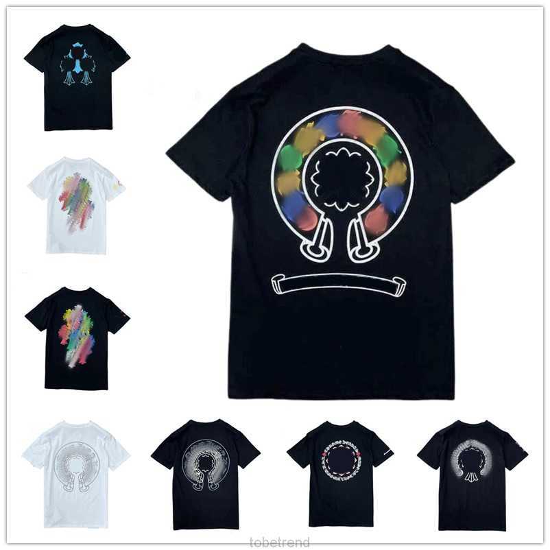 

Men's T-shirts Classics Mens t Shirts Heart High Quality Brand Crew Neck Chromes Short Sleeves Tops Tees Casual Horseshoe Sanskrit Cross Print Chromees heart Tops