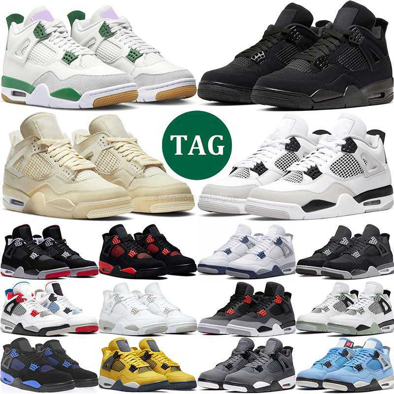 

4 4s Mens Basketball Shoes Pine Green Military Black Cat Canvas Thunder Seafoam Sail University Blue Fear Pack Midnight Navy Men Women Trainers Sports Sneakers 36-47, 39