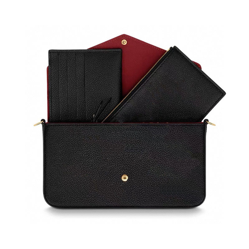 Designer Womens Shoulder Cross Body Chain Wallet Flap Clutch Bag Key Coin Card Holder Zippy Purse Pouch FELICIE POCHETTE 3 piece set wallets lett