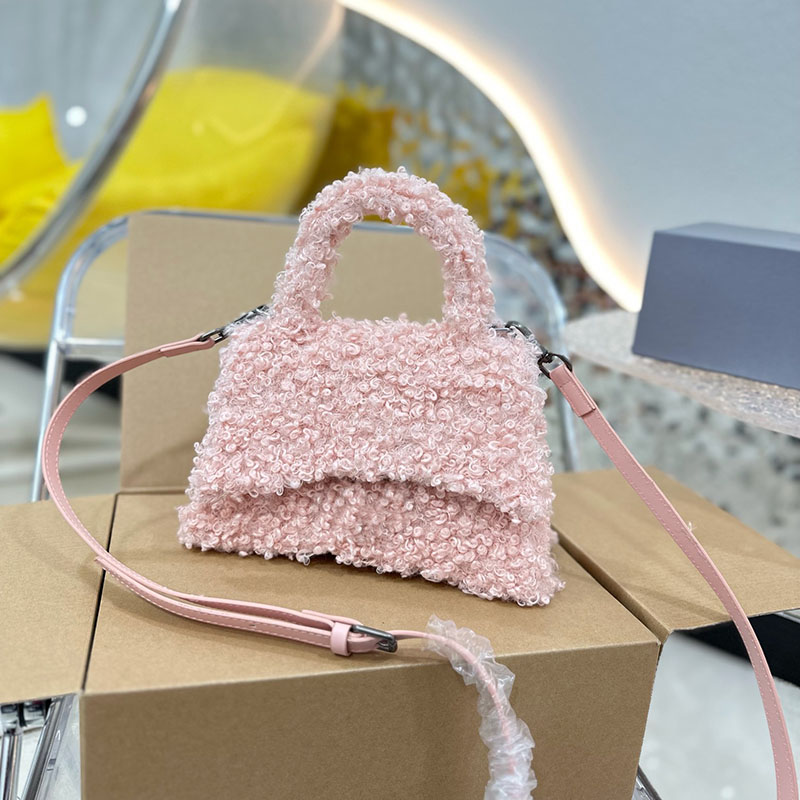 

Fashion Hourglass Fancy Handbag Women Designer Bags Luxury Leather Classic Vintage Wallet Handle Square Girl Small Shopping HandBags Woolen Size 23cm, 11#