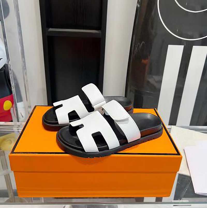 

Luxury Chypre H slide slippers beach classic flat sandals ladies beach outdoor flip-flops fashion sandals H slippers leather cartoon skateboard shoes with box, Blue