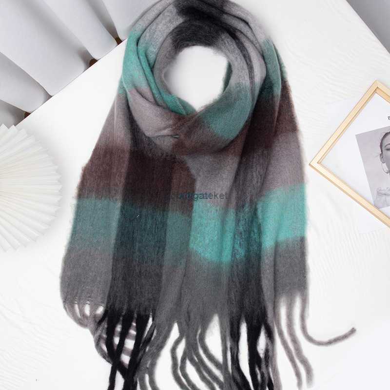 

Scarves Autumn and Winter New Style Thickened Warm Color Check Scarf Hoop Yarn Thick Tassel Matching Ac Shawl WomenPWPH