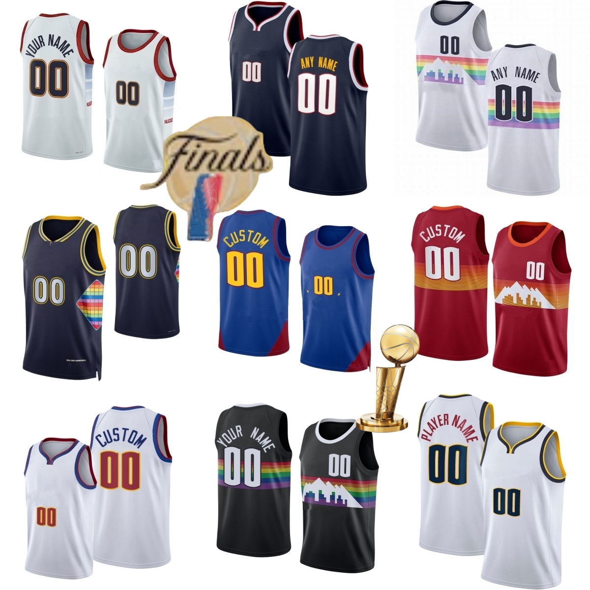 

27 Jamal 15 Jokic Murray Jersey Custom Printed Basketball Jerseys 50 Aaron Gordon 5 Kentavious Caldwell-Pope 1 Michael Porter Jr. 10 Jack White Add 2023 Finals Patch, Add finals patch