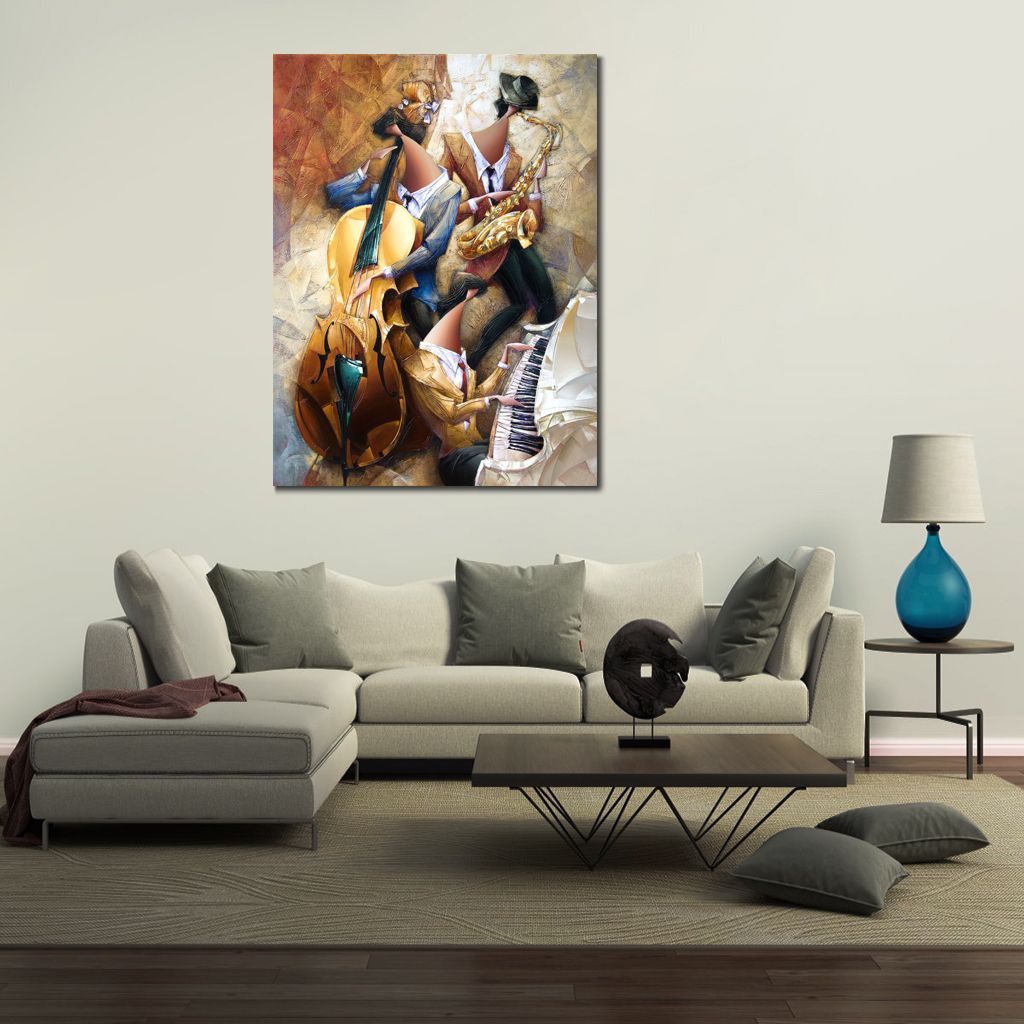 

Abstract Canvas Art Jazz Trio 2 Handcrafted Oil Painting Modern Decor Studio Apartment