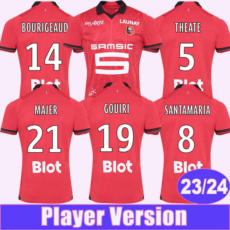 

2023 24 Stade Rennais TERRIER BOURIGEAUD Player Version Mens Soccer Jerseys DOKU THEATE KALIMUENDO GOUIRI MAJER SANTAMARIA Home Red Football Shirts, Qy13875 23 24 home no patch