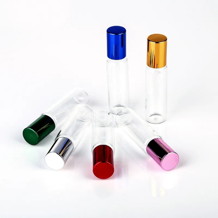 10ml Clear Glass  Oil Roller Bottles with Glass Roller Balls Aromatherapy Perfumes Lip Balms Roll On Bottles