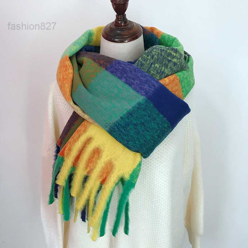 

Scarves Ac the Same Autumn and Winter Imitation Cashmere Thick Whisker Scarf Can Be Used in with Colorful Plaid to Keep Warm Students' NecksJIX0