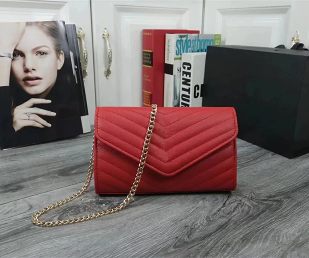 

Designer Envelope Shoulder Bags With Chain For Women Fashion Luxury Leather Crossbody Handbag Black Khaki White Caviar Flap Purse Messenger Bag, Pink
