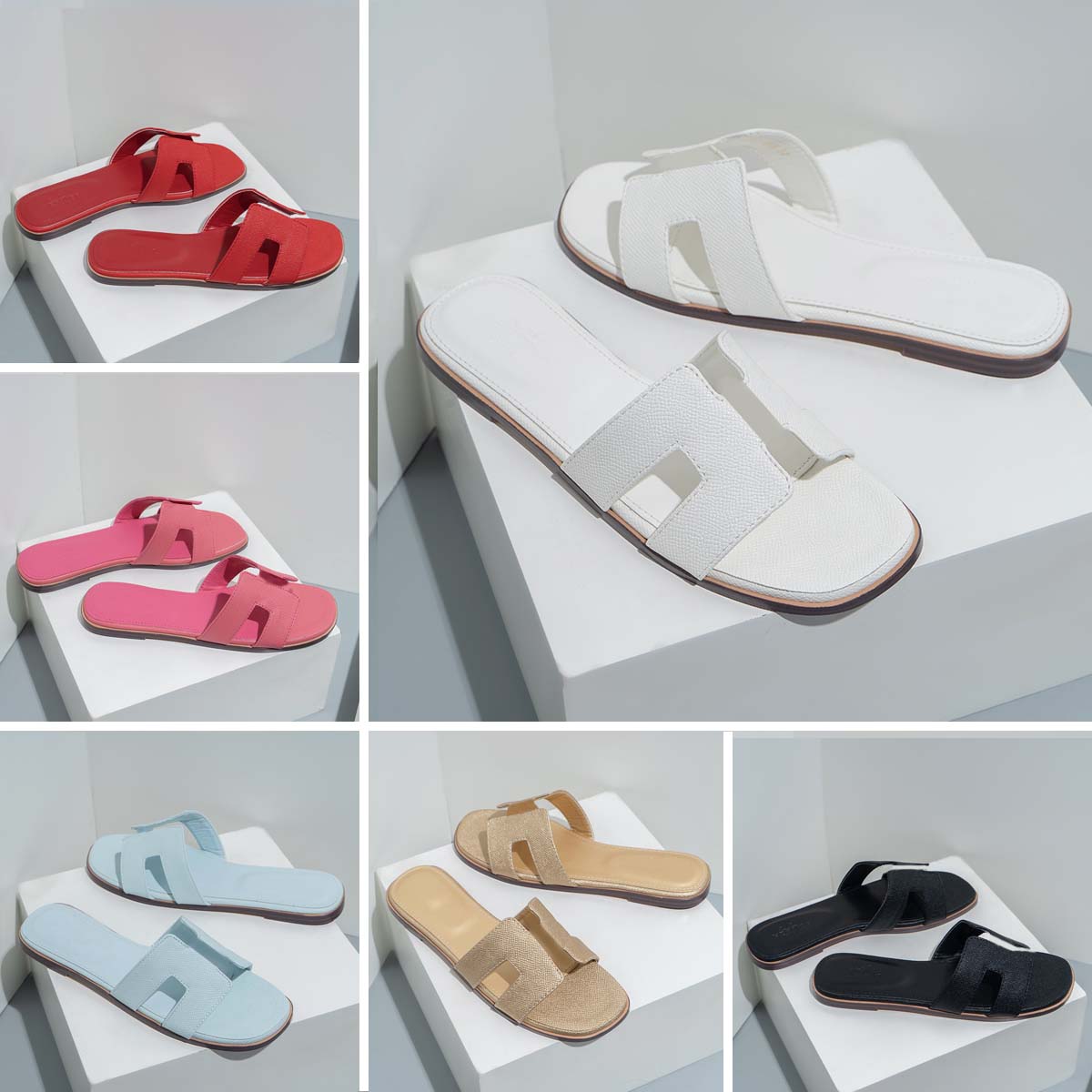 

Designer Slides Women H Sandals Fashion Leather Slippers Summer Flat Oran Slide Shoes Ladies Beach Sandal Party Wedding Slipper Brand shoes for girls, Red