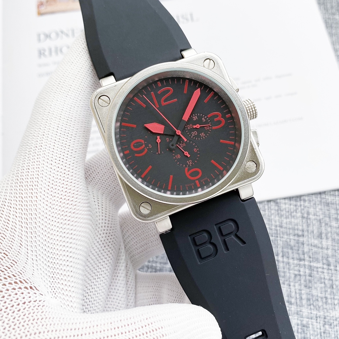 

jiucai889 new Wristwatches Men bell Automatic Mechanical Watch Brown Leather Black Rubber ross Wristwatches watches Gift for boys, 15