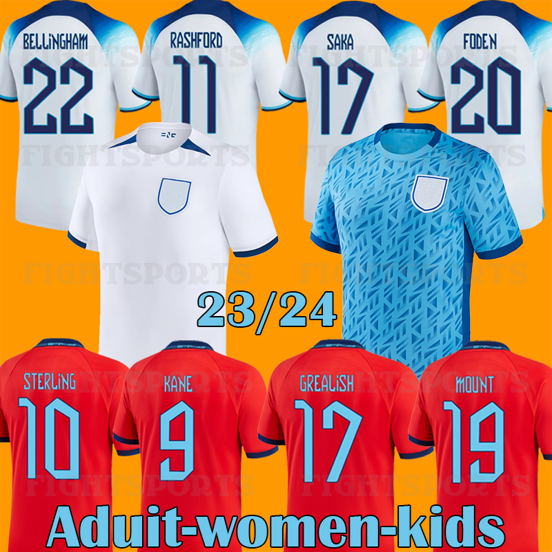 

2023 ENGlANDS soccer jersey KANE STERLING RASHFORD HENDERSON GREALISH MEAD SANCHO FODEN 22 23 Home Away national team football shirt women men kids kit and socks, Away kids socks