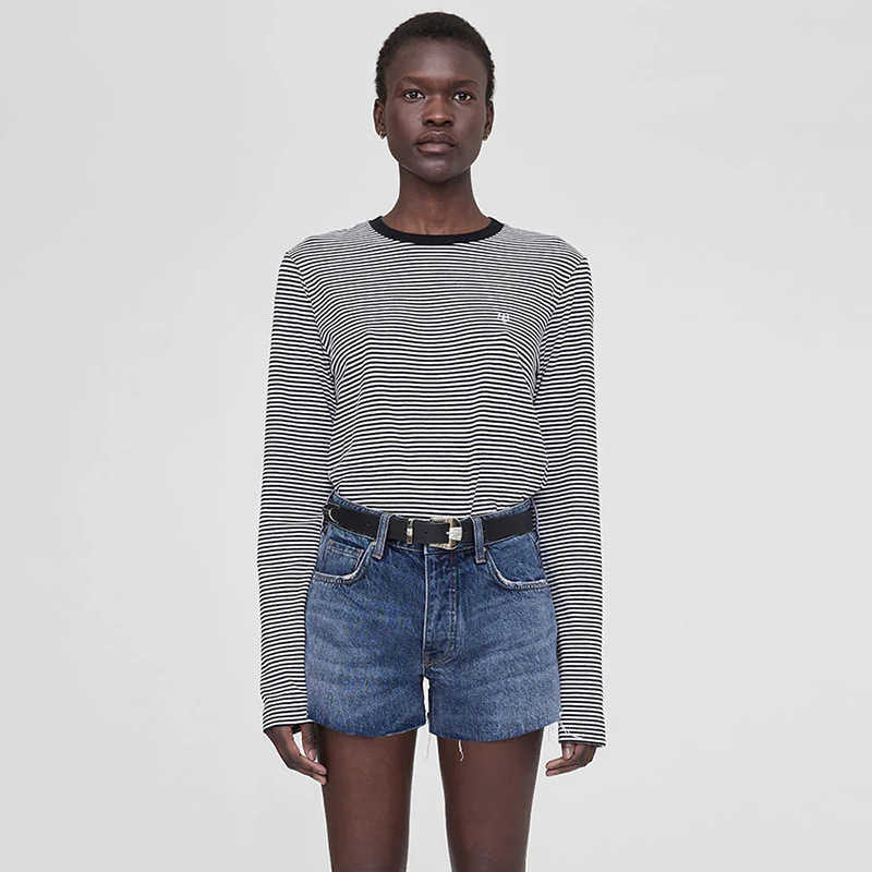 

23aw niche ab bing striped tees embroidery women designer cotton tshirt round neck long sleeved T-shirt fashion polos, 11