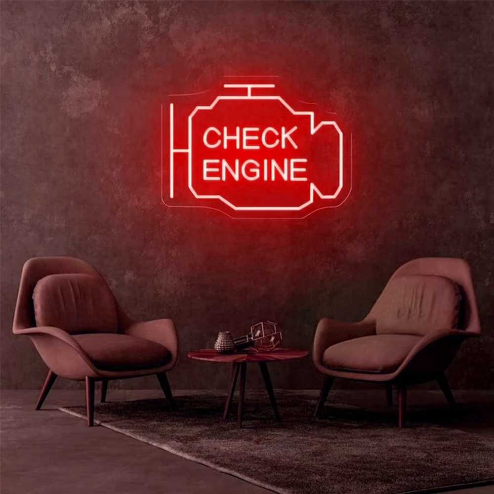LED Neon Sign Check Engine Neon Sign Led Light Auto Room Repair Shop Decor Bar Club Luminous Atmosphere Lamp USB R230613-image-876424642