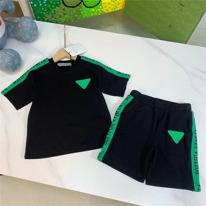 

23ss baby set kid sets kids designer clothes Round neck Pure cotton double F printing Short sleeve t-shirt Letter ribbon splicing shorts suit baby clothes 90cm-160cm 35