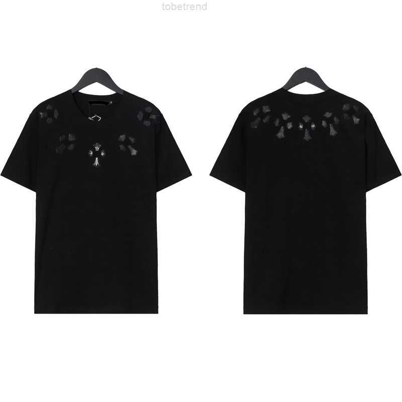 

2023 Mens t Shirt Chromes Fashion designers Letter Sanskrit Cross Pattern Sweater shirts Designers Printed Chromees heart Tshirts