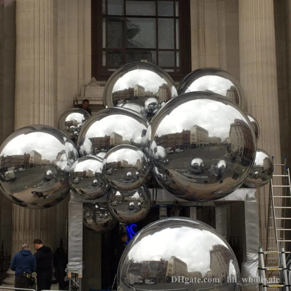 

Attractive Silver Reflective Giant Inflatable Mirror Ball Decoration Outdoor Inflatable Mirror Spheres Hanging Balloon for Party Activities