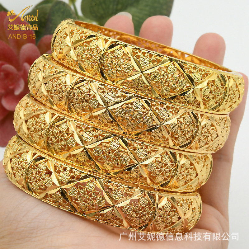 

ANIID 24K Dubai Bangles Gold African Bracelet For Women Wholesale Designer Alloy Jewellery Wedding Luxury Hawaiian Jewelry 220713