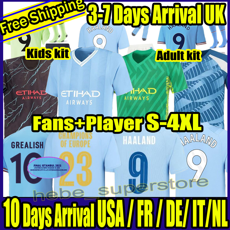 

S-4XL 23 24 Fans Player HAALAND soccer jersey 2023 2024 GREALISH FERRAN STERLING football shirt DE BRUYNE PHILLIPS BERNARDO RODRIGO FODEN Man City men kids Socks, 23-24 home