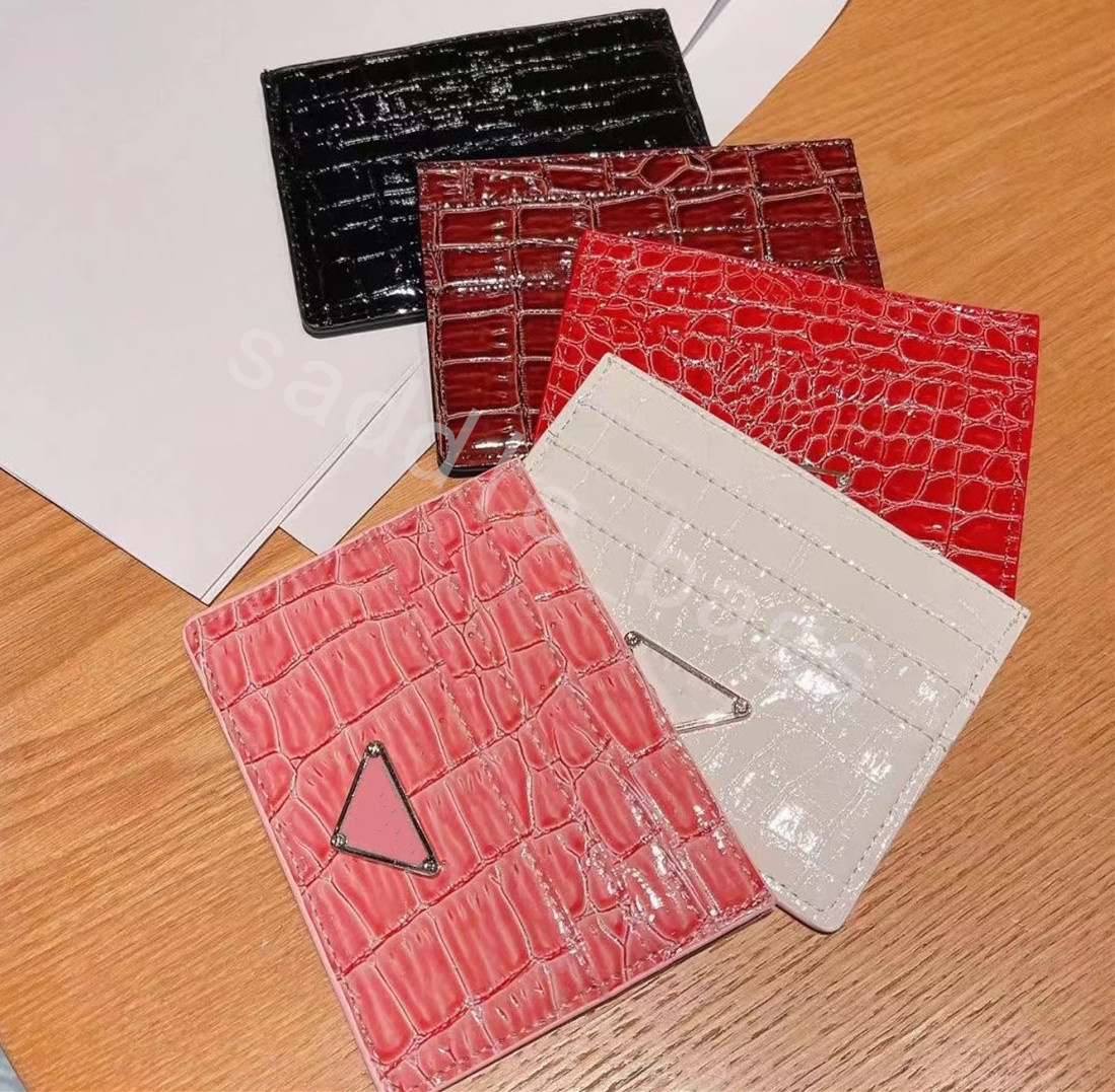 

Purse Luxury Designer Wallets P Women Leather Triangle Logo Card Case Card Holder 1MC025 QHH F0002-Black Multi-Card Clutch Bag Dhgate Bag Glossy Frosted Surface, Deep green-with box