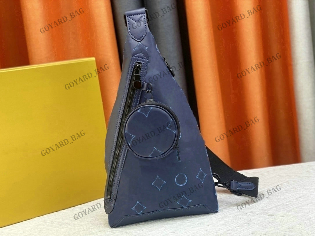 

Shadow Blue Duo SlingBag Designers Mens Shoulder bag Pattern Sling Bag Luxury Brown Coated Canvas Chest Bags side zipped pocket Crossbody With Round Coin Purse