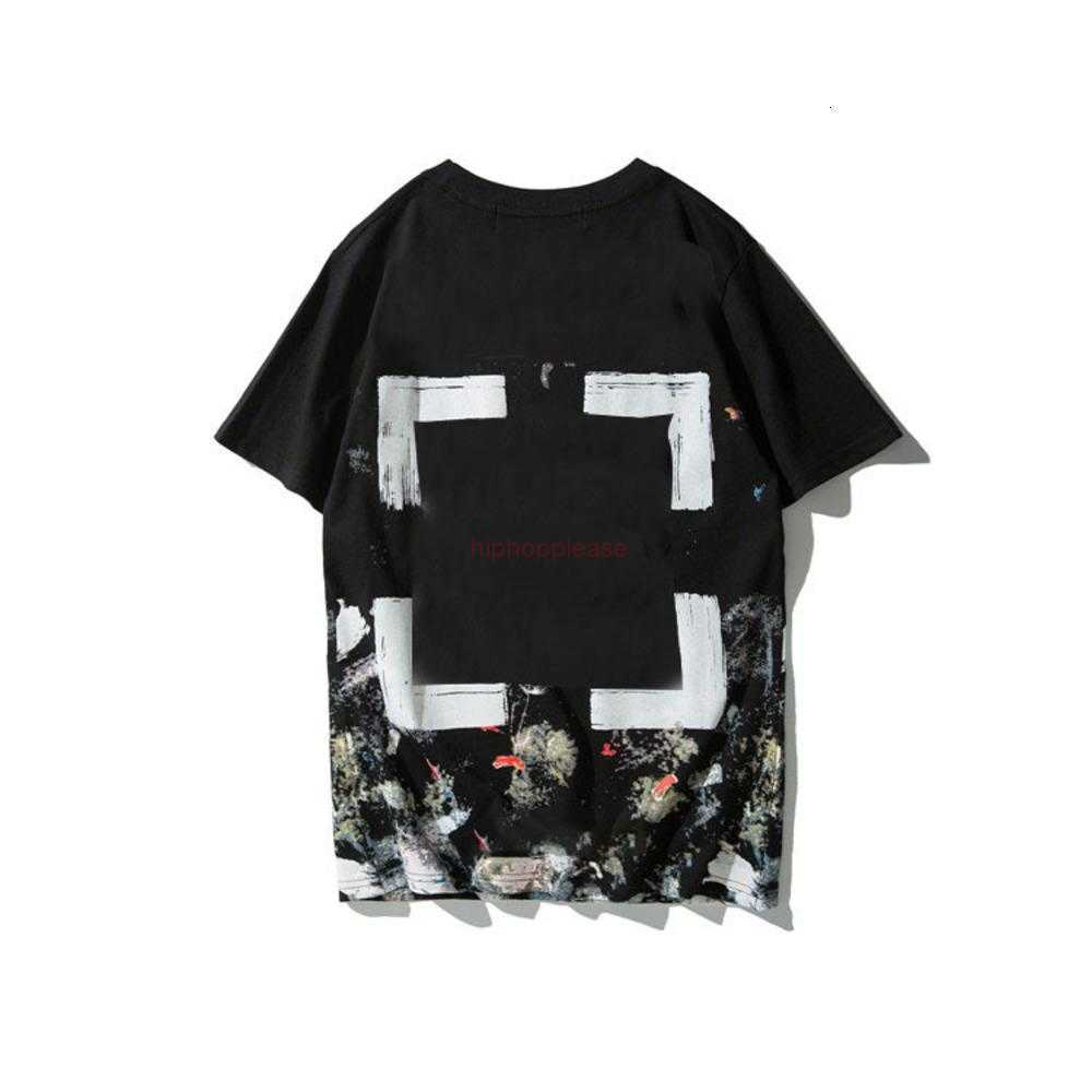 

OFFs T-shirt starry sky fireworks short-sleeved summer fashion brand couple men and women pure cotton T-shirt Cowboy688, Black