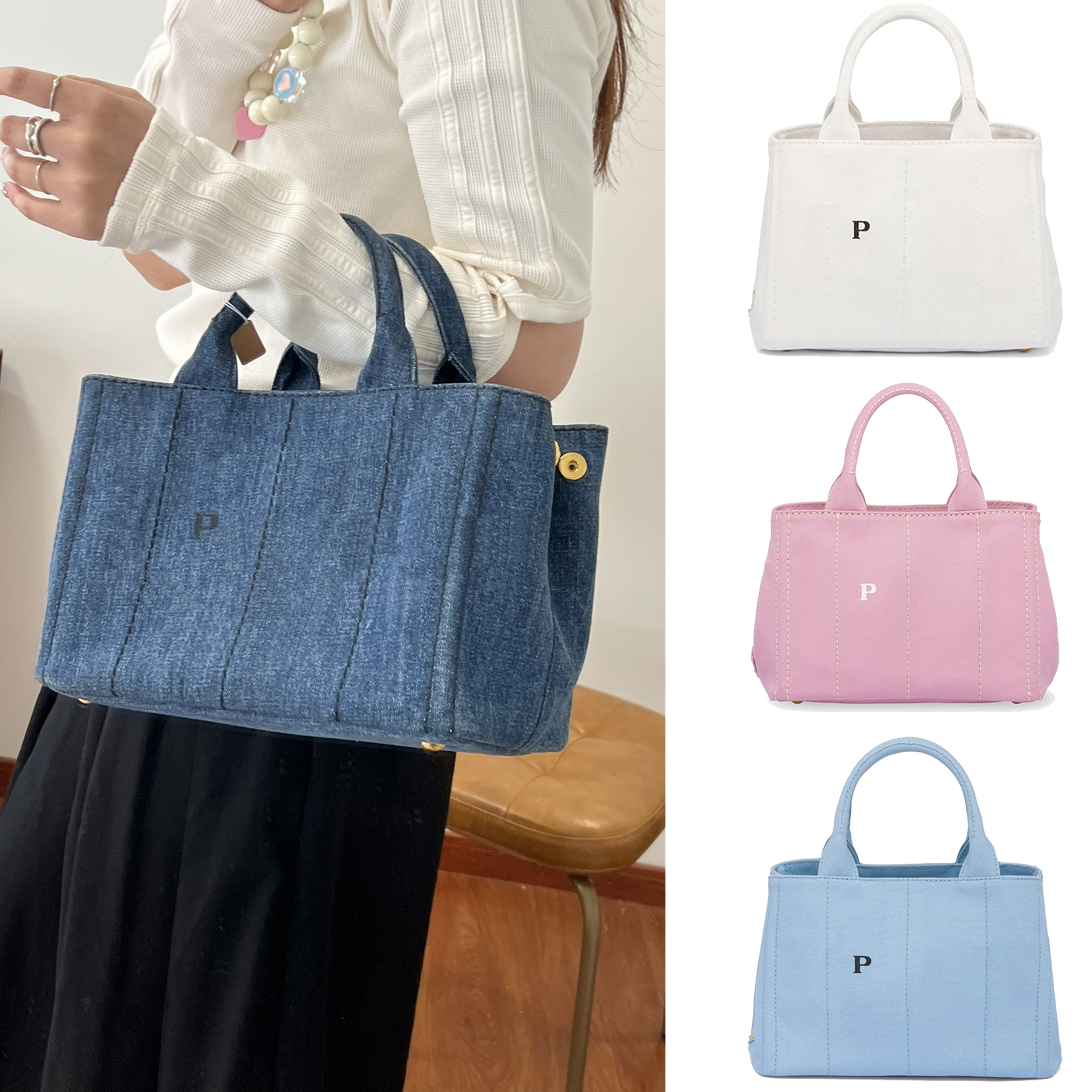 

mens fashion canvas nylon Designer tote messenger Bags Womens Shoulder prad triangle luxury underarm bags womens handbags Crossbodys clutch Hobo Large beach bag, Pink