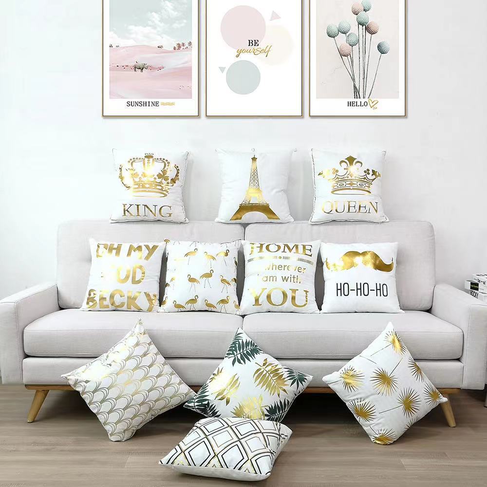 

Luxury Pillow Case Ins Fresh Plant Polyester Cushion Cover 45x45cm Square Flower Leaves Sofa Print Waist Pillowcase 50 pcs/lot, Black