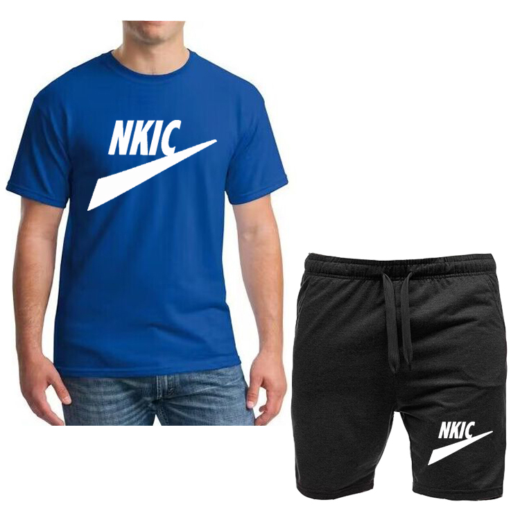 

Summer Brand LOGO Men' 100% Cotton T-shirt Shorts Set Plus Size Men' Sportswear Tracksuit 2 Piece O Neck Short Sleeve Men Clothing Suit Male, White